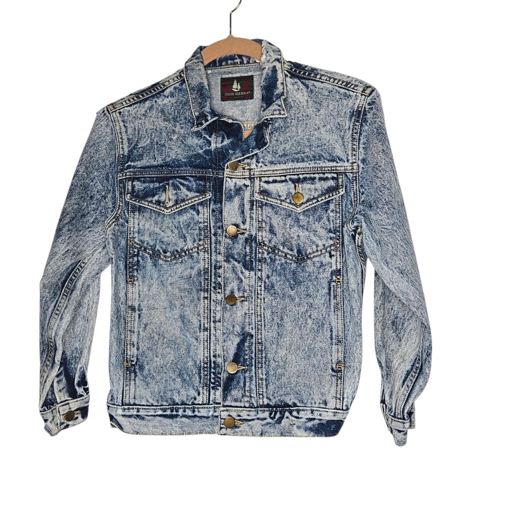 Vintage High Sierra 80s Mervyns Acid Wash Denim Jean Jacket Medium Distressed